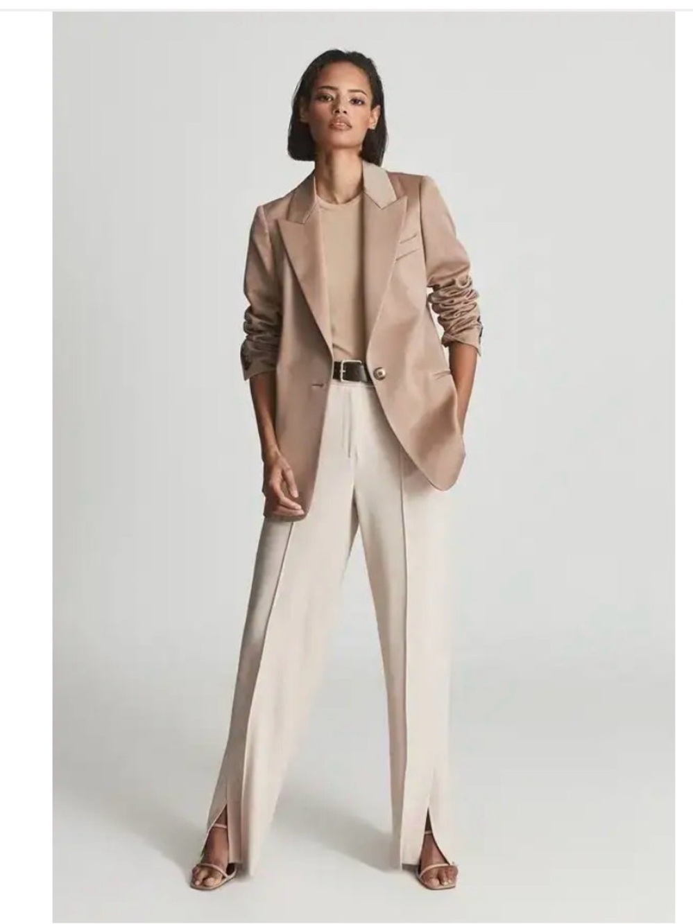Reiss Tia Wide Leg Trouser Soft Pink Size 12